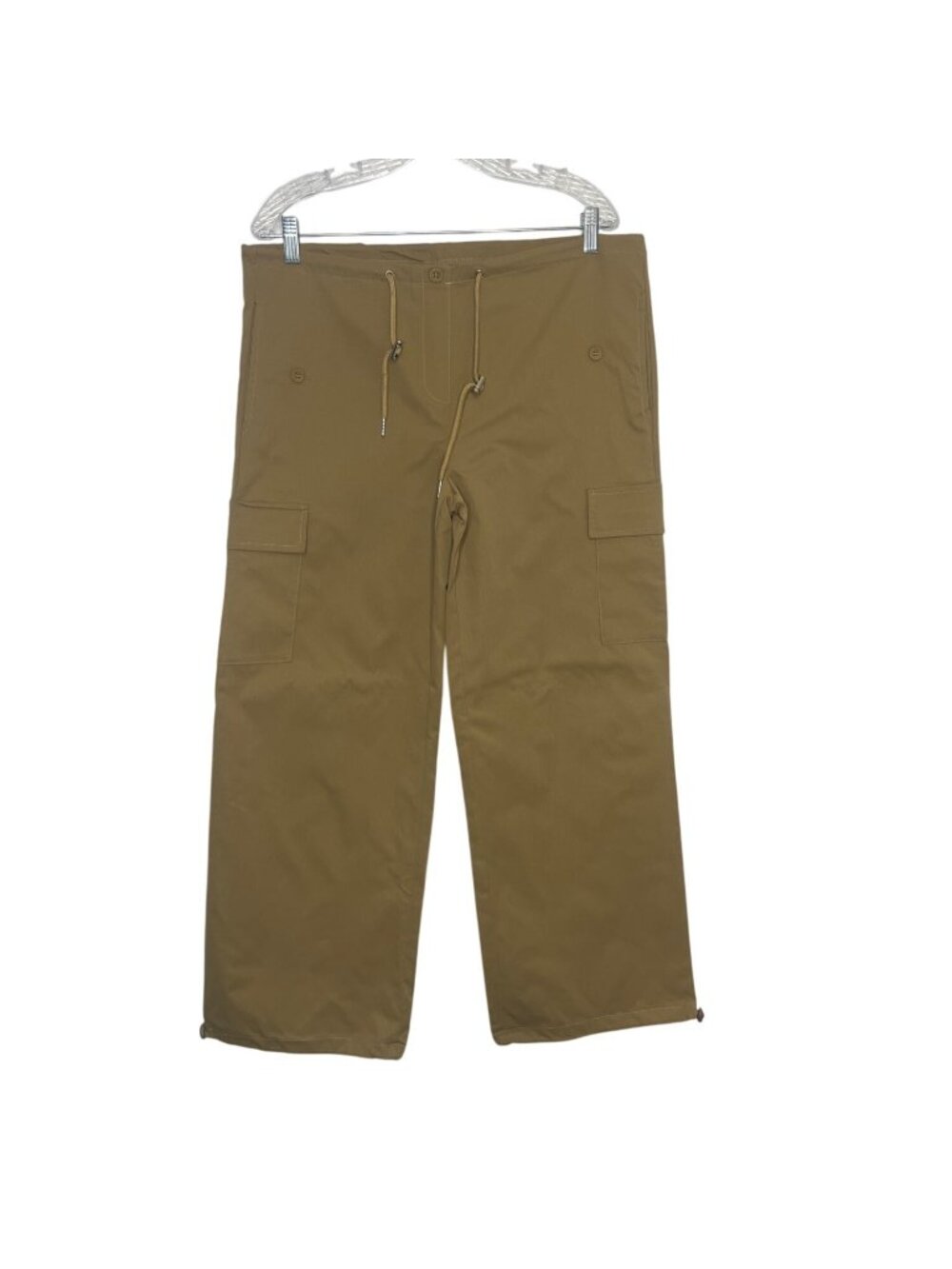 Pull On Cargo Pants Drawstring Womens Medium Tan New WOT